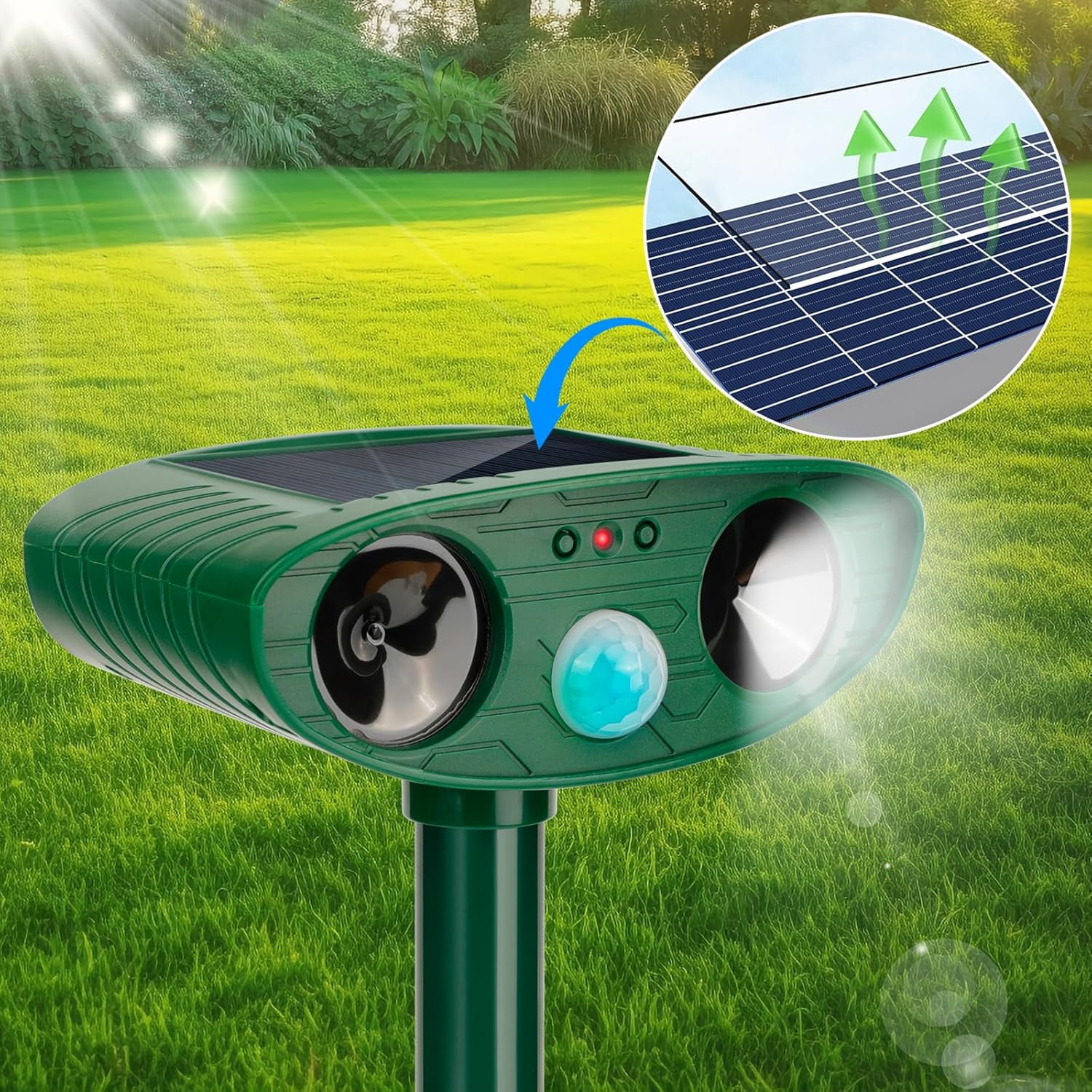 KingFurt 2 Pack Solar Animal Repeller,Ultrasonic Animal Repellent Outdoor with Motion Sensor Flashing Light Waterproof Animal Deterrent