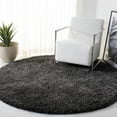 thumbnail image 3 of SAFAVIEH Royal Ronnette Solid Plush Shag Area Rug, Charcoal, 6'7" x 6'7" Round, 3 of 8