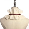 thumbnail image 4 of YEKEYI Vintage Chiffon Beige Ruffled Detachable Collar Red Ribbon Lace Up Costume Neck Collar Unisex, 4 of 7