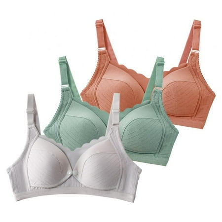 

Xmarks Women Feeding Maternity Nursing Comfortable Mothers Underwear Cotton Wire Free Pregnant Front Buttons Open Breastfeeding Bra(3-Packs)