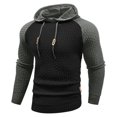 thumbnail image 4 of RYDCOT Mens Color Blocked Casual Retro Hooded Pullover Sweatshirts Casual Long Sleeve Knitted Sweater Black, 4 of 4