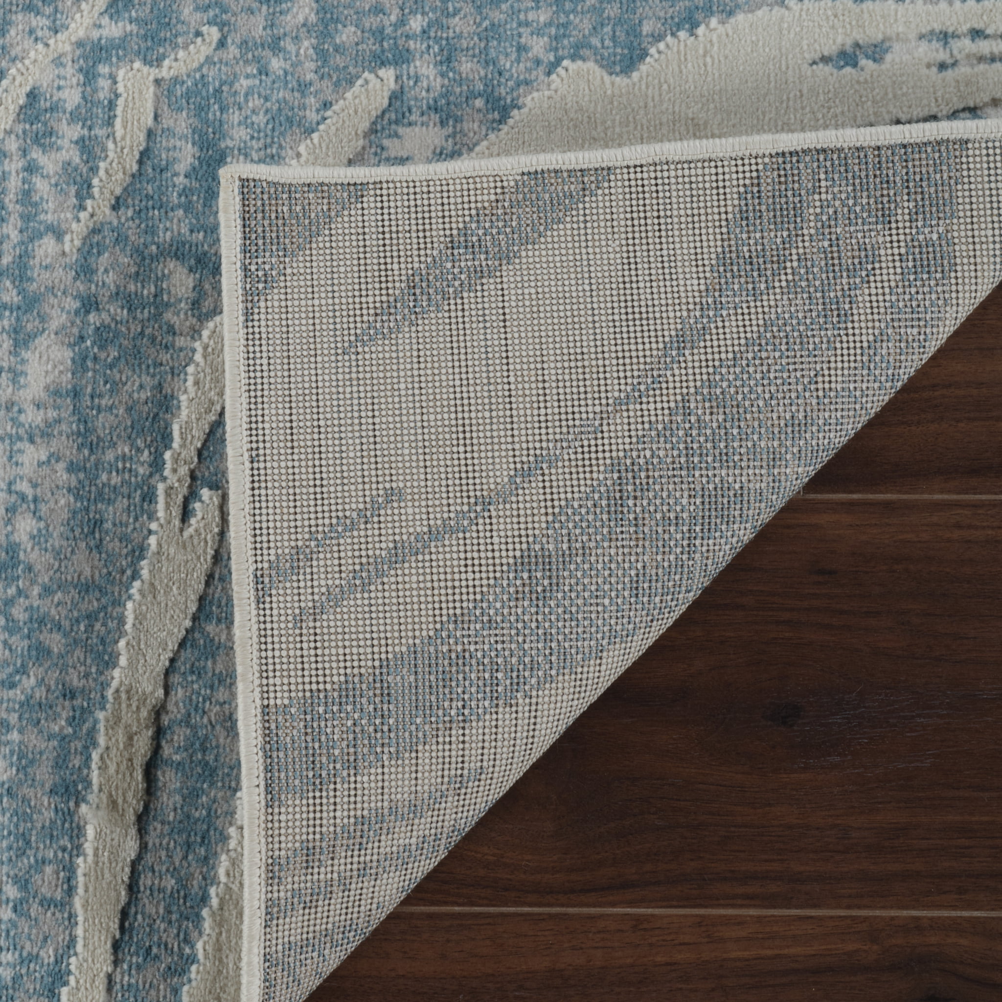 Tapis d'interieur abstrait Rug Branch Nomad, bleu beige, cotier - Salon, chambre, salle a manger et cuisine