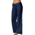 thumbnail image 2 of Sexy Dance Ladies Sports Pants Solid Color Flare Pant Drawstring Trousers Soft Pockets Deep Blue S, 2 of 3