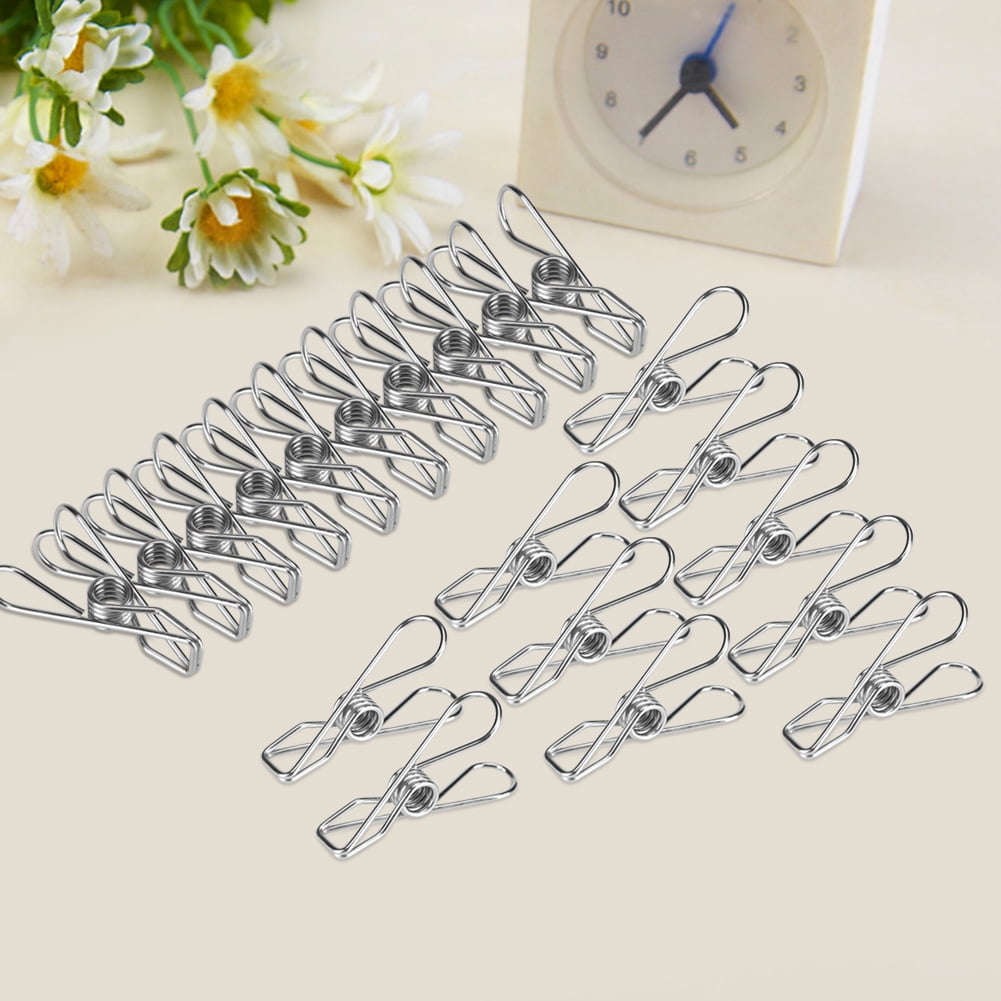 Ymiko 20pcs Stainless Steel Clothes Pegs Household Socks Underwear