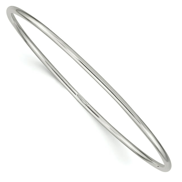 925 Sterling Silver 2mm Slip On Bangle Bracelet