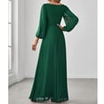 thumbnail image 4 of Lolmot Womens Elegant Sexy V-Neck Long Sleeve Chiffon Dress Grecian Flowy Wrap Maxi Evening Dress Party Dress, 4 of 5