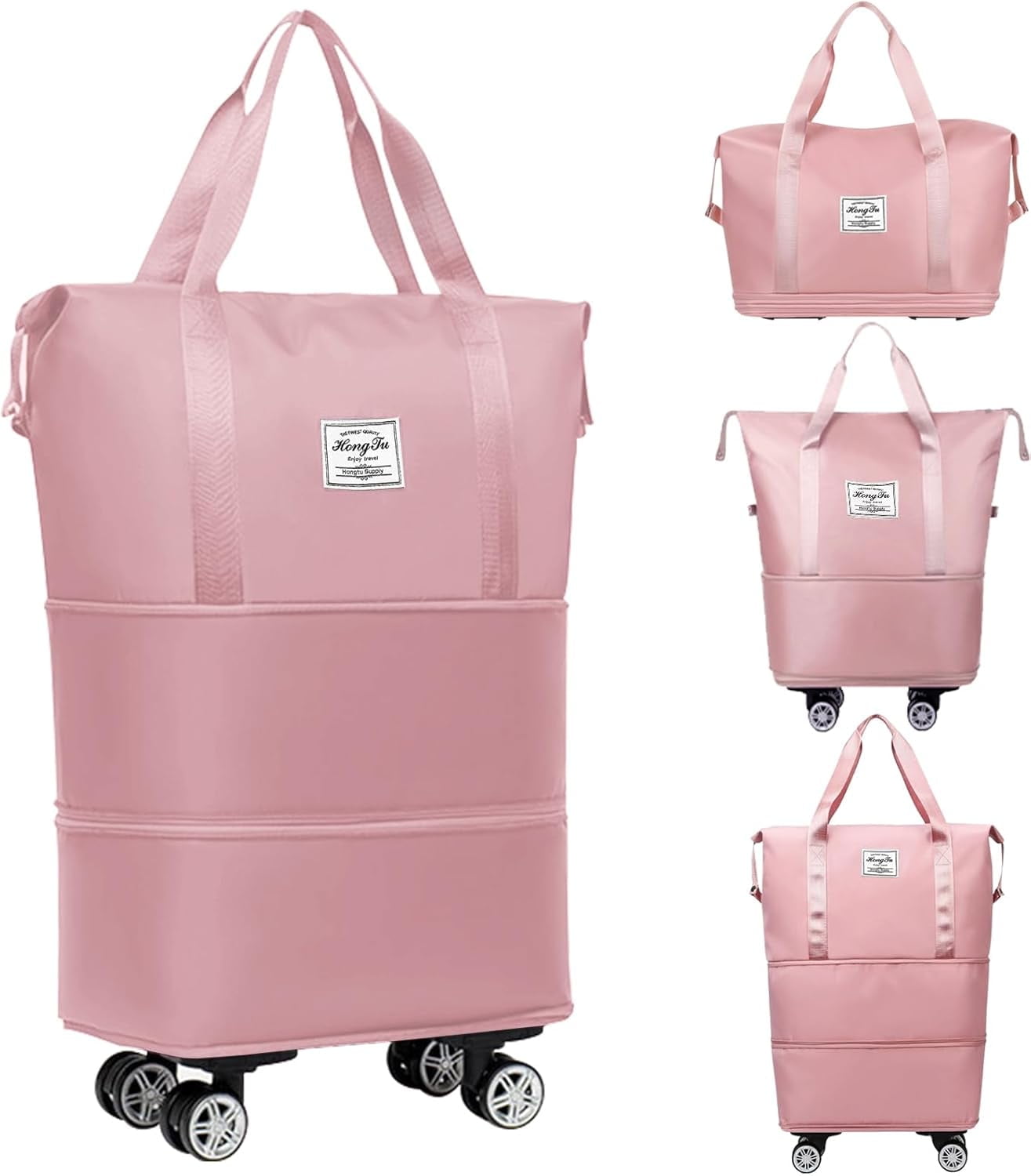 Travel Bag,Folding Expandable Suitcase with Wheels, Weekender Travel Bag for Carry-On, Tote Bag with Storage SpaceοΌLarge luggage bag for Business Trips, Camping, Short Trips, Fitness