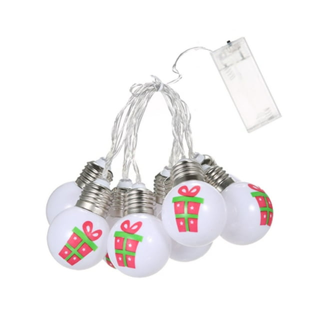 Christmas Gift Pattern Bulb 6.5FT 10LED Decorative Fairy Hanging On Mode for Festivals Easter Carnival Parties