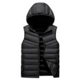thumbnail image 2 of Zedker Men's Hooded Puffer Vest Winter Warm Quilted Sleeveless Padded Down Outerwear Lightweight Full Zip Jackets with Pockets Black L, 2 of 6