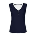 thumbnail image 4 of Htigea Womens V Neck Tank Tops Summer Ribbed Sleeveless Henley Shirts Casual Loose Button Up Cami Knit Tees Today Sales Dark Blue,XL, 4 of 5