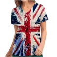 thumbnail image 1 of Fiudx Ofertas y Liquidaciones Blusa de Manga Corta con Cuello En V para Mujer, Uniforme, Día de La Independencia, Bolsillos Impresos, Blusa de Enfermería, 1 of 4