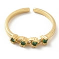 thumbnail image 2 of 1Pcs Real 18K Gold Plated Rings Cubic Zirconia Flat Round Open Rings Brass Jewelry for Women Green US Size 6 1/2(16.9mm) 1pc, 2 of 3