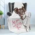 thumbnail image 4 of Jack Russell Soft Flannel Fleece Blanket, Sketch Dog with All You Need is My Love Words Purebred Animal Design, Cozy Plush for Indoor and Outdoor Use, 60" x 80", Pink Brown and White, by Ambesonne, 4 of 5
