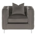 thumbnail image 2 of 39 Inch Tuxedo Style Accent Chair, Tufted Sides and Sleek Metal Feet, Gray, 2 of 5