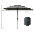 thumbnail image 3 of Outsunny Parasol de Patio 9 Pi à 3 Niveaux, Parasol de Marché Extérieur avec Manivelle, Inclinaison à Bouton-Poussoir pour Terrasse, Cour Arrière et Pelouse, Gris Pâle, 3 of 10
