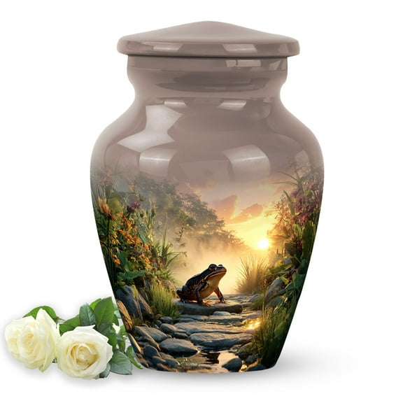 SABURIAL Frogs Urn - Lovely Small Cremation Urn For Mom & Dad Ash - Beautiful Handcrafted Burial Urns For Female Ash - Small Keepsake Urns For Ashes - 3 Inch - Pack Of 1