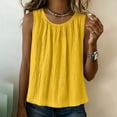 thumbnail image 5 of Women's Plain Sleeveless Tank Top Summer Oversized Crew Neck Basic Tee Tank Flowy Casual Boho Beach Vacation Tops Yellow, 5 of 7