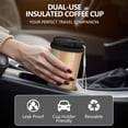 thumbnail image 5 of 18oz Travel Coffee Mug, 316 Stainless Steel Vacuum Insulated Tumbler with 2-in-1 Straw Lid & Strap, Wood Print, 5 of 6