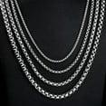 thumbnail image 3 of Round Box Chain Stainless Steel Necklace Silver Men Women Link Jewelry 16"-32", 3 of 8