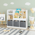 thumbnail image 3 of GASEE Kids Bookcase and Bookshelf, Multifunctional Bookcase with 3 Collapsible Fabric Drawers, Bookcase Display Stand, Toy Storage Organizer for Bedroom, Playroom, Hallway (White/Gray), 3 of 13