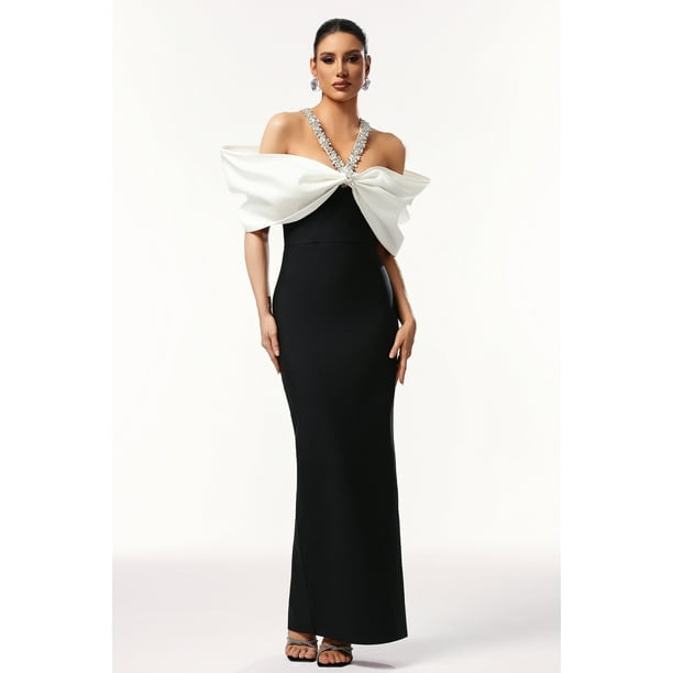 Vestido Bellabarnetten Lucifa Halter Maxi sin mangas con lazo