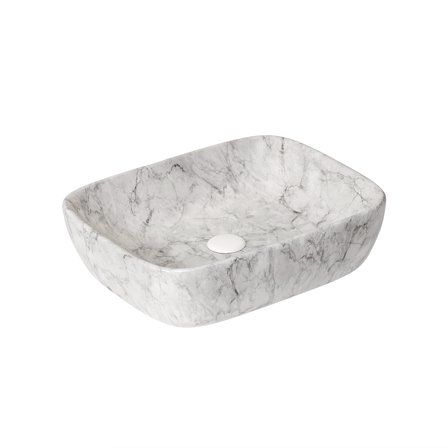 19'' Bathroom Ceramic Sink without Cabinet, Volakas White Marble