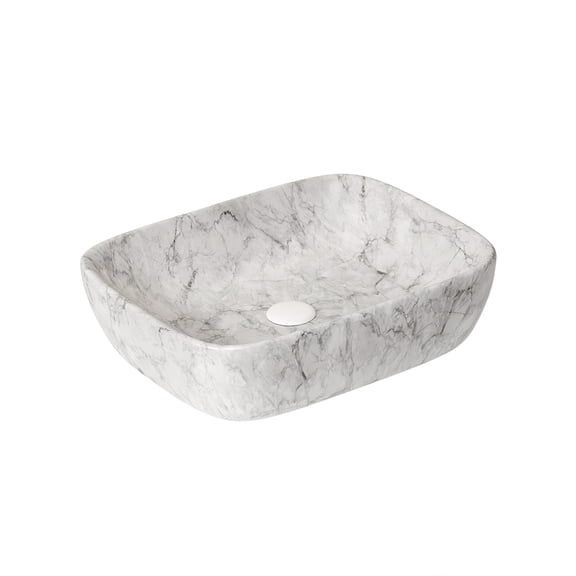 19'' Bathroom Ceramic Sink without Cabinet, Volakas White Marble