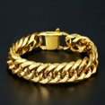thumbnail image 4 of Mens Womens Stainless Steel Silver/Gold Cuban Curb Chain Bracelet Bangle 9-21MM, 4 of 9