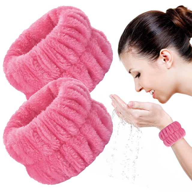 Muñequeras Wteehn 2 piezas de felpa coral absorbente