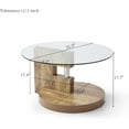 thumbnail image 2 of Glass Coffee Table 31.5" Round Center Table for Living Room, Glass Top and MDF Base Farmhouse 2-Tier Small Dining Table for Home Office Dining,Natural, 2 of 8