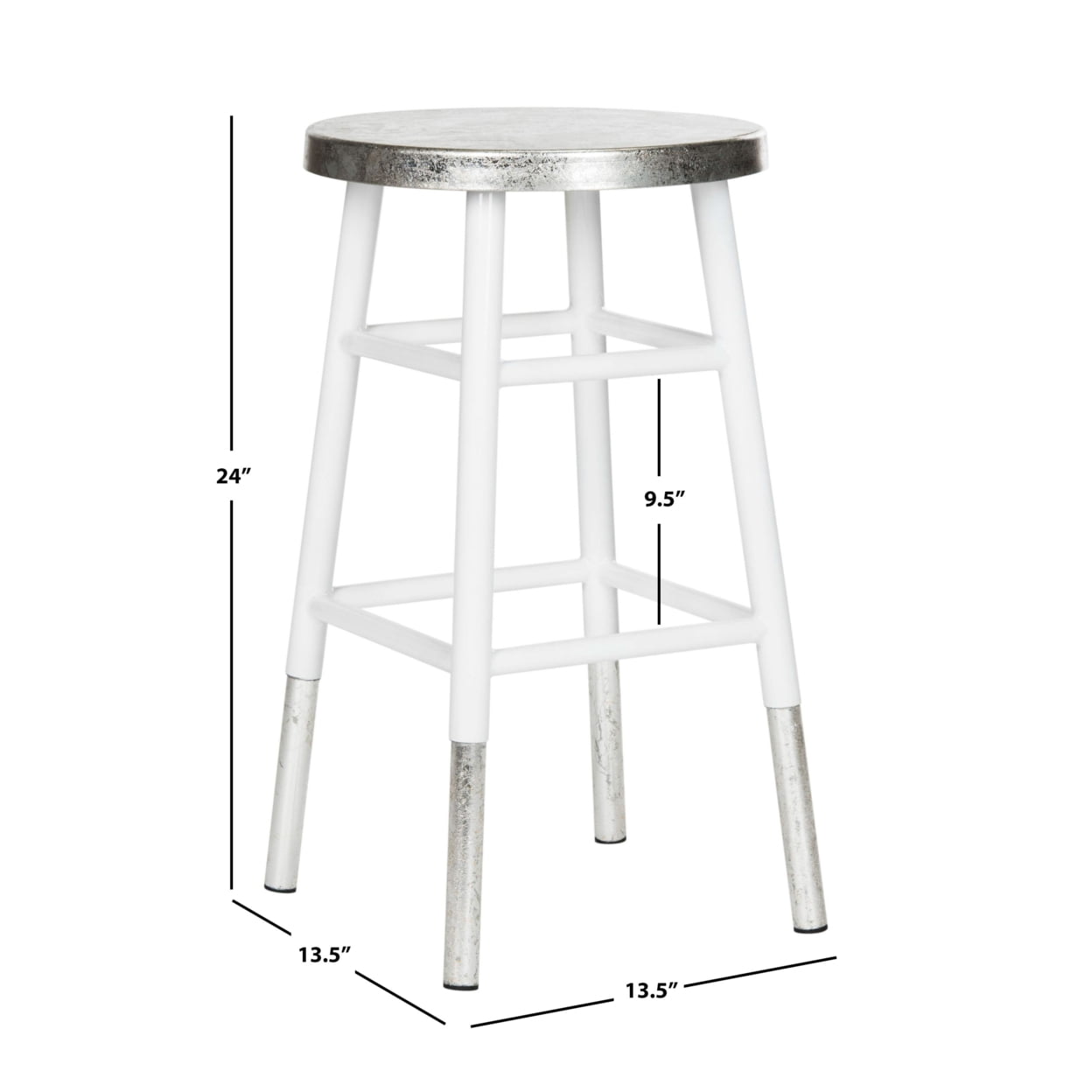 SAFAVIEH Kenzie Iron Silver Dipped 24" Counterstool, White