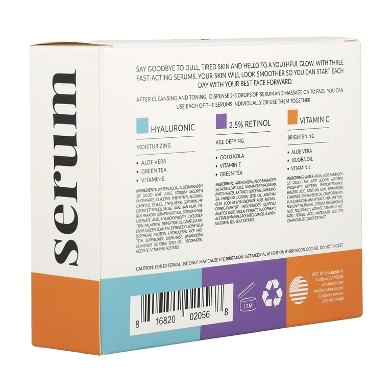 ArtNaturals Facial Skincare Serum Trio Set for Smooth Skin, Age