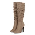thumbnail image 5 of Women's Faux Suede Pointy Toe Slouchy Chunky Knee High Boots 19727, 5 of 6