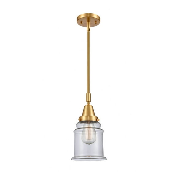447-1S-SG-G182-Innovations Lighting-Canton - 1 Light Stem Hung Mini Pendant In Industrial Style-11.13 Inches Tall and 6.5 Inches Wide-Satin Gold