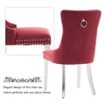 thumbnail image 4 of MIKIBAMA High-End Tufted Velvet Dining Chair Set of 6, Solid Wood with Chrome Stainless Steel Legs and Nailhead Trim, Wine Red Chrome, 4 of 9