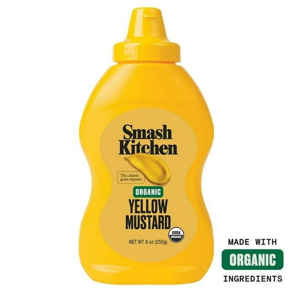 Smash Kitchen Organic Yellow Mustard, 8 oz Bottle(3 Packs)