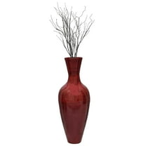 Vase Filled with Branches: 37" Red Bamboo Tall Floor Vase and 37" Twig Branch for Elegant and Rustic Touches, for Any Dining Room, Living Room, Entryway, Or Office