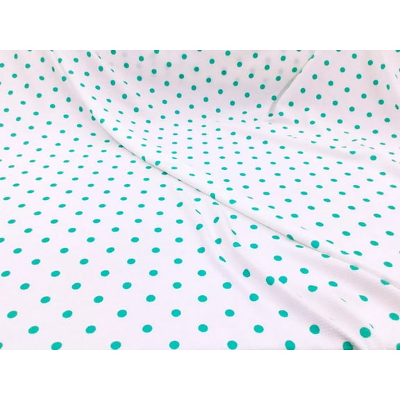 Bullet Printed Liverpool Textured Fabric Stretch White Mint Green Small Polka Dot R35