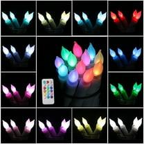 12 Pcs LED Flameless Taper Candles Flickering with Remote Timer, Color Changing RGB Christmas Tree Candles,Battery Operated Waterproof Window Candles,Best for Christmas Halloween