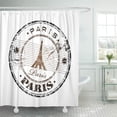 thumbnail image 1 of PKNMT Brown Abstract Rubber Stamp with the Eiffel Tower Symbol and Name Paris Written Sign Bathroom Shower Curtain 66x72 inch, 1 of 1