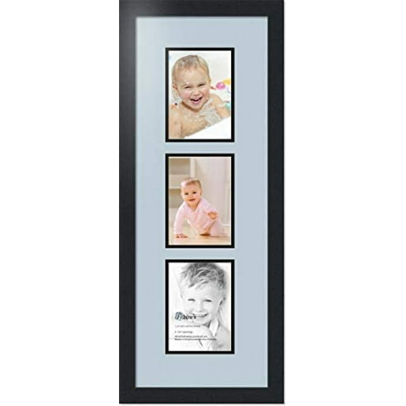 Art To Frames Double-Multimat-138-860/89-FRBW26079 Collage Photo Frame Double Mat With 3-5X7 Openings And Black Frame