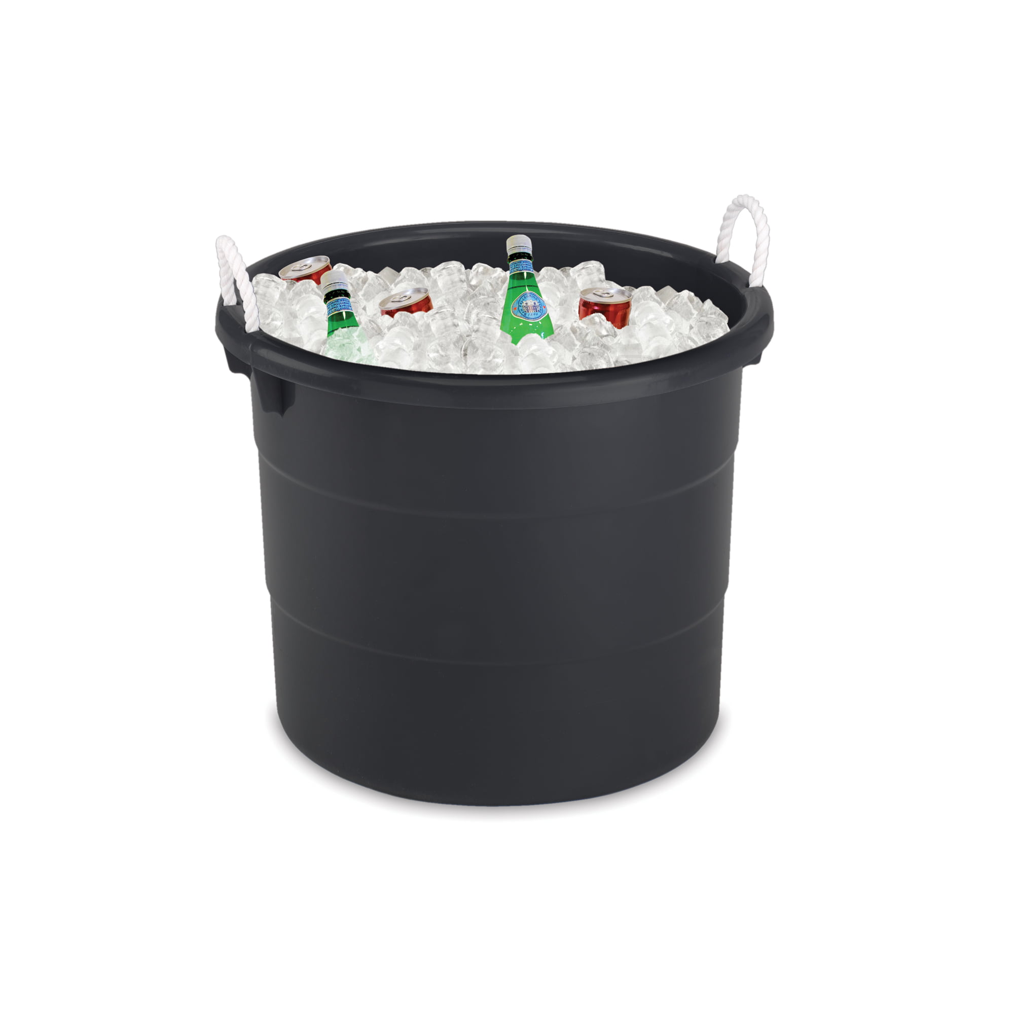 Plastic Tub with Rope Handle 8 Pack Black Heavy Duty