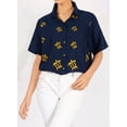 thumbnail image 4 of HAPPY BAY Women's Short Sleeve Summer Blouses Fashion Hawaiian Shirt Button Down Vacation Holidays Womens Tops And Blouses M Indigo, Turtle, 4 of 4