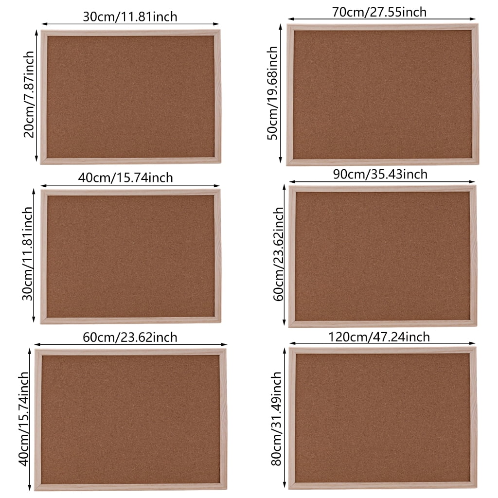 JZROCKER Wood Frame Cork Board Cork Notice Board Decorative Pin Board Cork Bulletin Board Memo Board for Kitchen Classroom Office