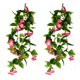 thumbnail image 1 of 2 enredaderas artificiales de gloria de la mañana, plantas verdes colgantes, guirnalda de seda para el hogar, jardín, pared, valla, escalera, exterior, boda, cestas colgantes, decoración (rojo rosa), 1 of 4