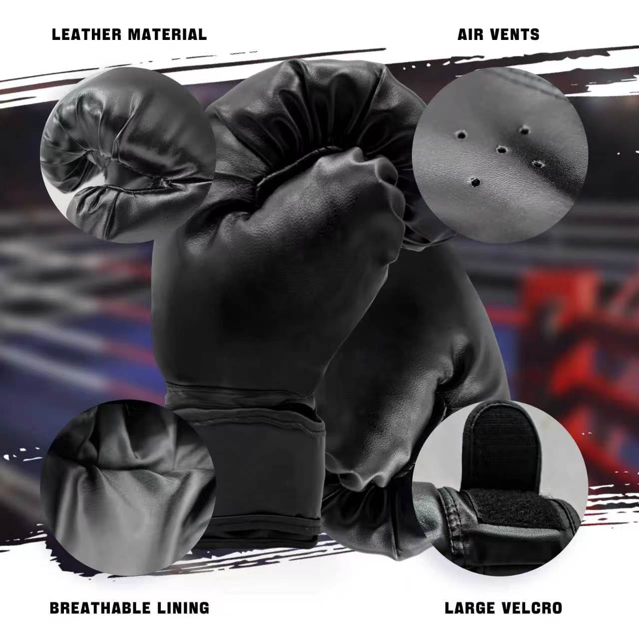 Deep Dream Kids Adjustable PU Leather Boxing Gloves Kit with Headgear, Hand Wraps, Mouth Guards for Boxing Workouts, Black, 6 oz, 14 Piece