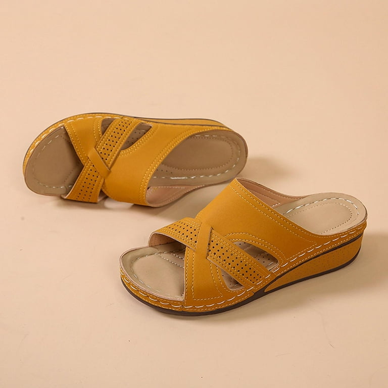 Leesechin Wide Width Women Shoes Wedge Heel Flat Open Toe Leesechin Wide Width Women Shoes Wedge Heel Flat Open Toe