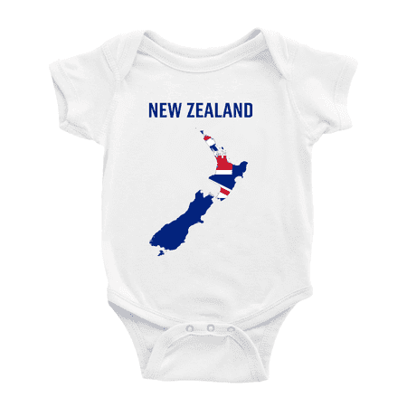 

New Zealand Map Flag Cute Baby Rompers Newborn Clothes Outfits (White 18-24 Months)