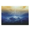 thumbnail image 1 of Nature Cutting Board, Vertical Shot of Big Bolt Hits Planet Earth Dramatic Sky Energy Atmosphere Art, Decorative Tempered Glass Cutting and Serving Board, Large Size, Yellow Blue, by Ambesonne, 1 of 1