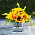 thumbnail image 2 of Enova Home Artificial Silk Sunflowers Arrangement in Clear Glass Vase With Faux Water For Home Garden Decoration, 2 of 4